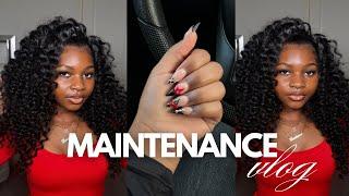 MAINTENANCE VLOG |  come get dolled up with me, fresh nail set , curly flip over , chit chat & etc