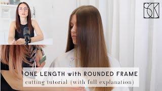 HAIRCUT TUTORIAL - Long Hair One Line with Rounded Frame by SCK (with full explanation)