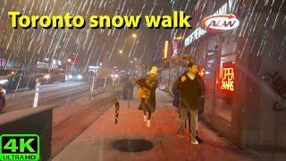 【4K】TORONTO SNOWFALL WALK | DUFFERIN BLOOR ST TO RICH YORKVILLE | GUARANTEED WHITE CHRISTMAS