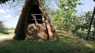 Primitive Daily Life : Updating Underground Wood House - (use mud and grass)