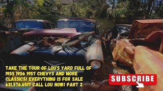 TAKE THE TOUR OF YARD FULL OF 1955 56 57 CHEVYS & OTHER CLASSICS CARS EVERYTHING IS FOR SALE! PART 2