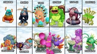 Cloud Island but Each Monster is Zoomed in! My Singing Monsters (Dawn of Fire)