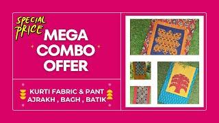 Maga Combo Offer Ajrakh , Bagh, Batik Kurti Fabric & Pant