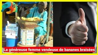 Vendeuse offre gratuitement des bananes à ceux qui ont faim