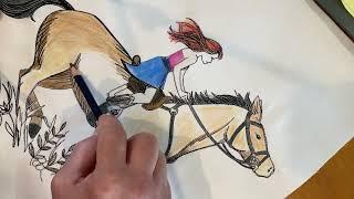 Inktense Pencils How to On Fabric:   Color a Horse with Just 3 Inktense Pencils