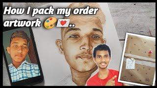 How I pack my order artwork ..#watercolorpainting #portrait #packing #painting #viral