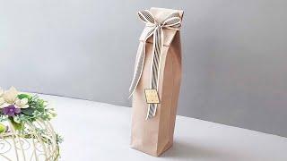 Wrapping a bottle without a case / How to gift wrap a bottle of oil / Make a bottle shopping bag.