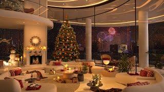  Warm Snowing with Christmas Jazz Music to Relax  Cozy Luxury Christmas Apartment Ambience 2025