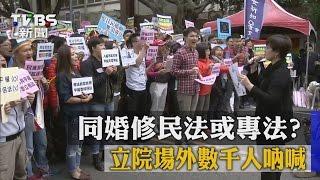 同婚修民法或專法？　立院場外數千人吶喊