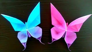 Origami Butterfly. Realistic paper easy butterfly with a square of paper