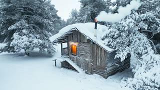 Winter SURVIVAL Challenge in an Abandoned Hunters Log House for 24 Hours