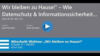 Mitschnitt Webinar "Wir bleiben zu Hause!" von Cluster IT Mitteldeutschland und MGID