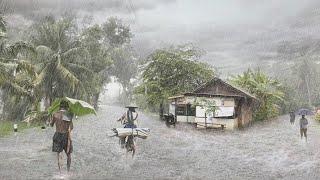 Heavy Rain and Lightning in Village Life | Refreshing Heavy Rain | Time to Sleep and Relax