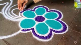 simple rangoli designs | daily simple rangoli designs colorful | peacock rangoli design easy