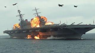 Today! October 31, Russia brutally blew up NATO's largest aircraft carrier carrying 92 F-16.