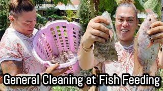 General cleaning at fish feeding sa Farm.