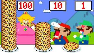 Super Mario Bros. But 1, 10 or 100 Layers of Pizza Challenge With Peach, Mario, Luigi | King Mario