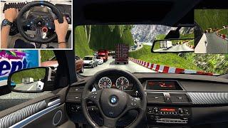 BMW X6M through Dangerous Roads - Euro Truck Simulator 2 | Steering Wheel Gameplay