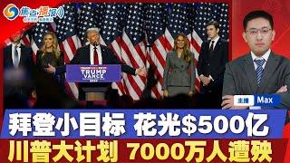 拜登政府急需花光$500亿；川普拟削减白卡 影响7000万人；华尔街“预言家”：美国房价跌20%破局；无证移民杀人案判了 川普赞“正义伸张”；首超中国！印度成美最大留学生来源国；焦点播报1120