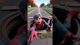 Spider-Man Falls into a Sewer | Thanos and a Corgi to the Rescue #shorts #spiderman #marvel #dc