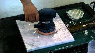 Marble polishing by orbital sander