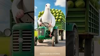 Hardworking Pigeon Brings a Full Truck of Coconuts for the Farmer