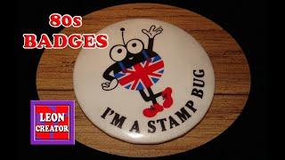 80s Vintage BUTTON BADGES COLLECTION - with Leon Hills - LEON CREATOR