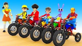 Giant wheels uphill with obstacles Challenge 5 times who passes and who fails -Scary Teacher 3D