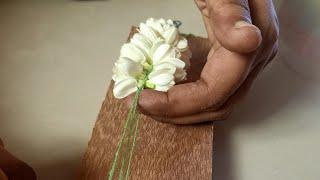 Simple way to tie jasmine flower/Beginners flower garland making method/Easy flower garland/po malai