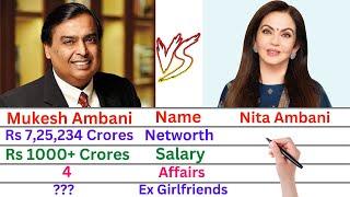 Comparison: Mukesh Ambani Vs Nita Ambani | Networth, Affairs, Family, Luxury Cars & Lifestyle