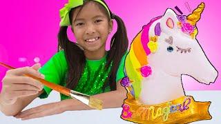 Wendy and Alex Pretend Play Paint Color Unicorn Toy for Kids