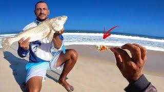 QUANDO NADA DER CERTO, PODE IR NELA A ISCA DOS MONSTROS!! Pesca de praia.