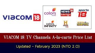 VIACOM 18 TV Channels A-la-carte Price List | February 2023 | NTO 2.O