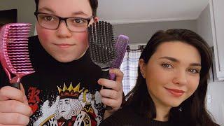 Asmr brushing my sisters hair