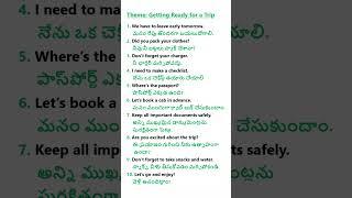 Part 70 - Getting Ready for a Trip #SpokenEnglish #EnglishToTelugu #TripPreparation #TravelEnglish