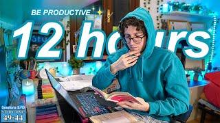 STUDY WITH ME LIVE | 12 HOURS  Harvard Alumnus, Chill Work With Me, Rain Sounds, Pomodoro Timer