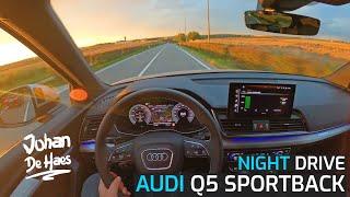 NIGHT POV TEST DRIVE 2021 AUDI Q5 SPORTBACK 55 TFSI E QUATTRO PLUG-IN HYBRID I MATRIX LED LIGHTS