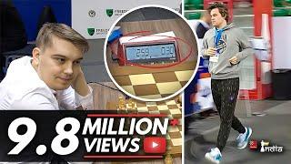 Magnus Carlsen arrives 2.30 mins late for a 3 minute game | World Blitz 2022