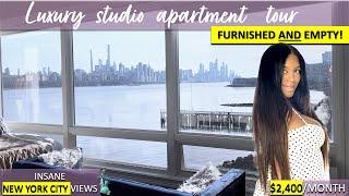 $2400 LUXURY STUDIO APARTMENT HOME TOUR! AMAZING NYC MANHATTAN VIEW ! EDGEWATER, NEW JERSEY