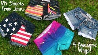 DIY Clothes! 4 DIY Shorts Projects from Jeans! Easy