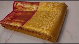 Golden Glamour: Kanjivaram Silk Saree for Party Perfection!