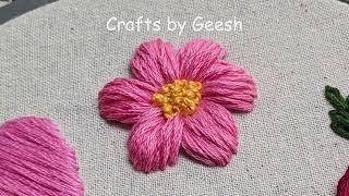 How to stitch puffy petals? puffed satin stitch flower | 3D hand embroidery stitches for beginners