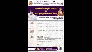 MS and Ph.D. in Data Science and AI from IIT Madras #iitmadras #gate2024
