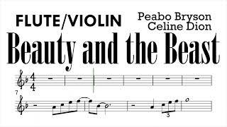 Beauty and the Beast Duet Flute Violin Sheet Music Backing Track Play Along Partitura