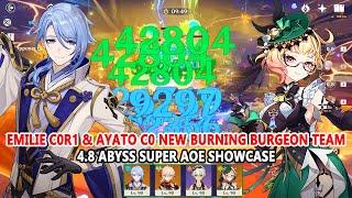 Emilie C0R1 ft Ayato C0 New Burning Burgeon Vaporize Combo : 4.8 Abyss Super AOE Showcase