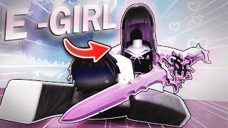 Trolling As An E-GIRL With The #1 SWORD In Blade Ball AGAIN..