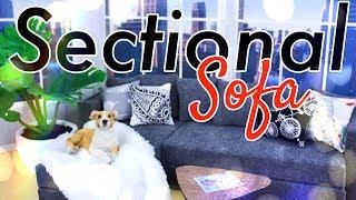 DIY - How to Make: Doll Sectional Sofa using recycled Barbie Boxes | EASY No Sew Felt Craft
