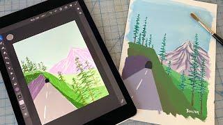 iPad Sketching Before Painting | My Artistic Process | Adobe Fresco | Gouache Painting