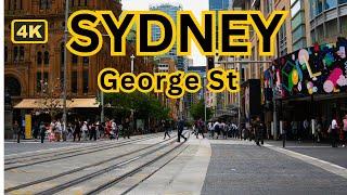 Walking along George St, Sydney || 4k Walking Tour || Sydney, Australia