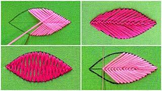 Leaves Embroidery !!! 4 Amazing Stitches Leaves Hand Embroidery Tutorial by Rup Handicraft